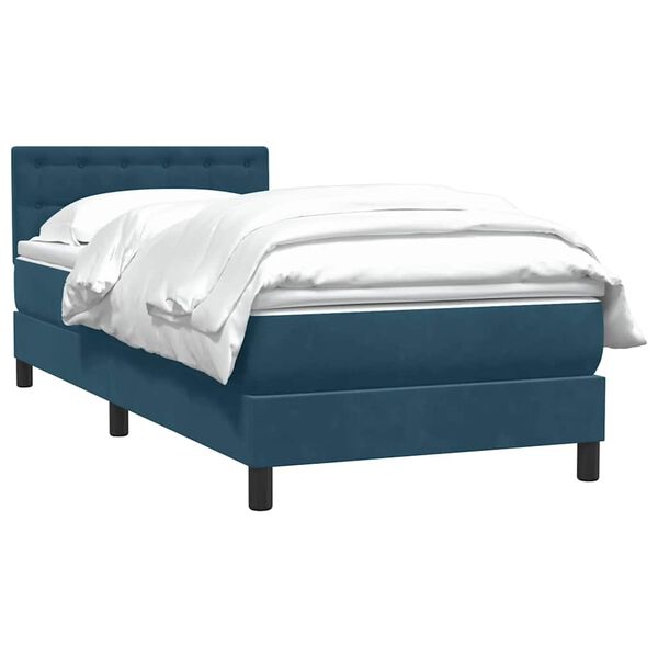 vidaXL Cama com molas/colch&atilde;o 80x220 cm veludo azul-escuro