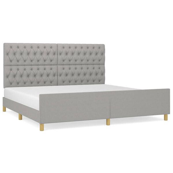 vidaXL Estrutura de cama 200x200 cm tecido cinzento-claro
