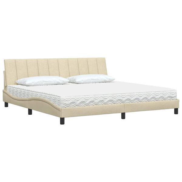 vidaXL Cama com colch&atilde;o Hanko 200x200 cm tecido cor creme