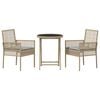 vidaXL Conjunto Bistro de Jardim 3 pcs Bege Rattan Sintético