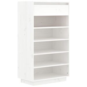vidaXL Sapateira 60x34x105 cm madeira de pinho maci&ccedil;a branco