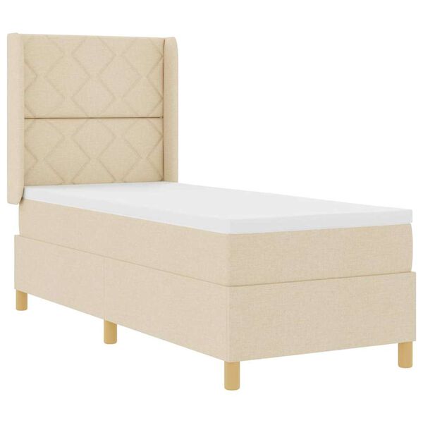 vidaXL Cama Box com colch&atilde;o com cabeceira Creme 140 x 200 cm tecido