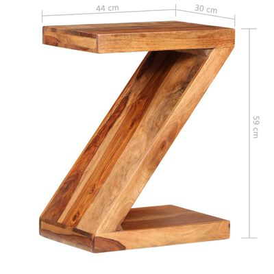 vidaXL Mesa de apoio em forma de Z, madeira de sheesham maciça