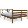 vidaXL Estrutura cama casal 135x190 cm madeira maci&ccedil;a castanho-mel
