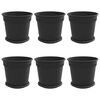 vidaXL Vasos de Plantas 6 unid. Preto Pl&aacute;stico