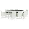 vidaXL 9 pcs conjunto de jantar p/ jardim c/ almofad&otilde;es vime PE branco