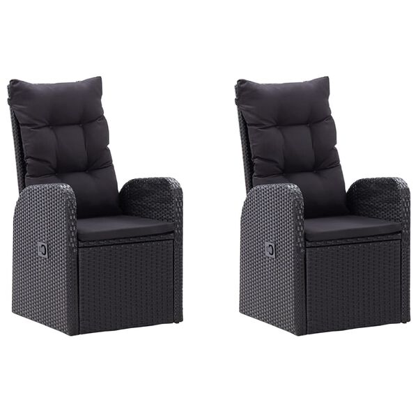 vidaXL 5 pcs conjunto jantar p/ jardim c/ almofad&otilde;es vime PE preto