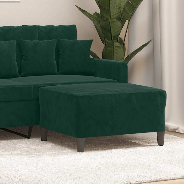 vidaXL Apoio de p&eacute;s 70x55x41 cm veludo verde-escuro