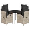 vidaXL 5 pcs conjunto de jantar p/ jardim c/ almofad&otilde;es cinzento claro