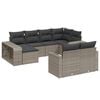 vidaXL 10 pcs conjunto sof&aacute;s de jardim c/ almofad&otilde;es vime PE cinzento