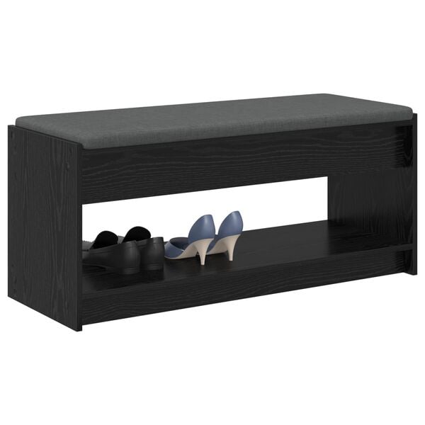 vidaXL Banco de Hall com almofada Carvalho Preto 103 x 38 x 45 cm