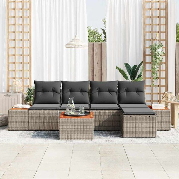 vidaXL Conjunto de Sofá de Jardim 6 pcs Cinzeto Rattan Sintético