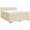 vidaXL Cama com molas/colch&atilde;o 200x200 cm tecido cor creme