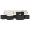 vidaXL Conjunto de Sof&aacute; de Jardim 7 unid. Preto e Creme vime PE