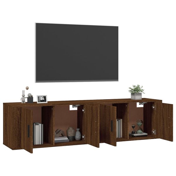 vidaXL M&oacute;veis de TV de parede 2 pcs 80x34,5x40 cm carvalho castanho