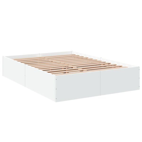 vidaXL Estrutura de cama 135x190 cm derivados de madeira branco
