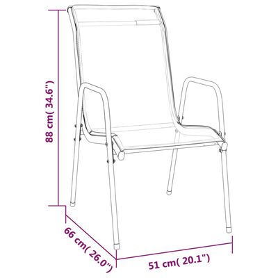 vidaXL Cadeiras de jardim 6 pcs aço e textilene preto