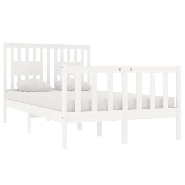 vidaXL Estrutura cama pequena casal 120x190 cm pinho maci&ccedil;o branco