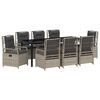 vidaXL Conjunto de Jantar para Jardim 9 pcs Cinzento-claro vime PE
