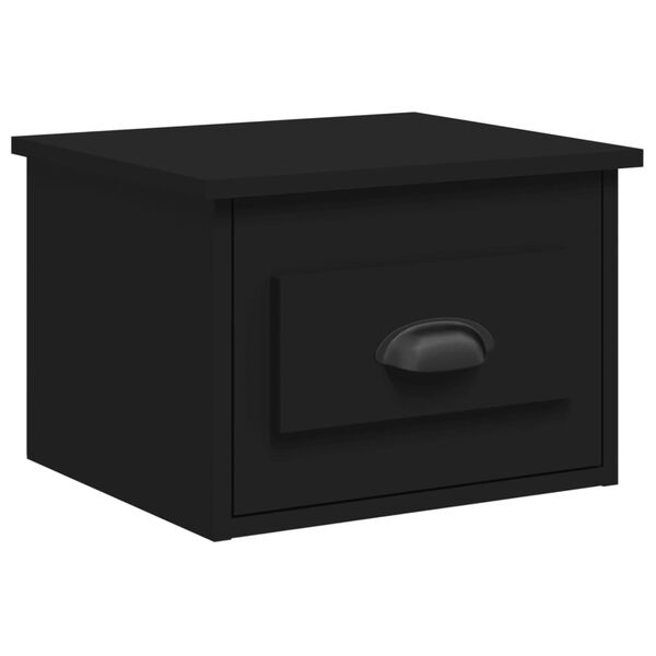 vidaXL Mesa de cabeceira de parede 41,5x36x28 cm preto