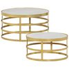 vidaXL 2 pcs Conjunto mesas de centro m&aacute;rmore cor bronze e branco