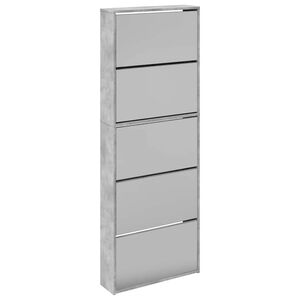 vidaXL Sapateira c/ espelho 5 divis&oacute;rias 63x17x169,5 cm cinza cimento