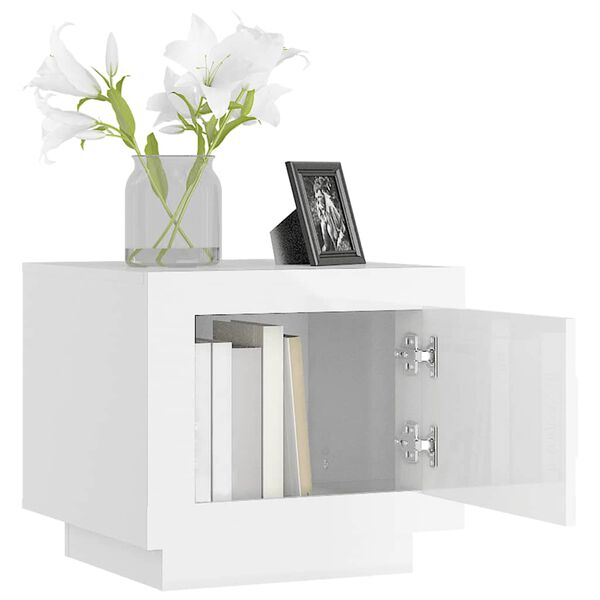 vidaXL Mesa de centro 51x50x45 cm madeira processada branco brilhante