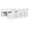 vidaXL Conj. jantar p/ exterior 9 pcs pl&aacute;stico branco aspeto de vime
