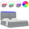 vidaXL Cama com luzes de tira LED Cinzento-claro 180 x 200 cm tecido