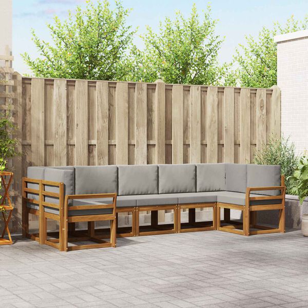 vidaXL Conjunto de Sof&aacute;s para Exterior 7 pcs Cinza Natural e Claro