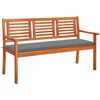 vidaXL Banco de jardim 3 lugares c/ almofad&atilde;o 150 cm eucalipto maci&ccedil;o