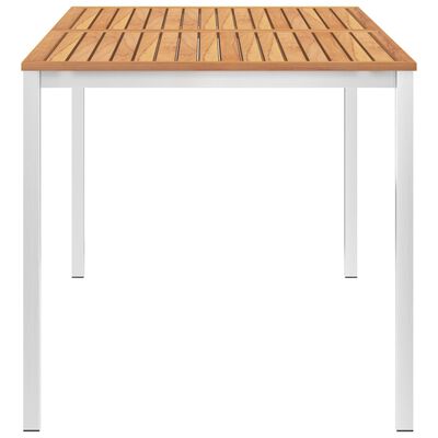 vidaXL Mesa de jantar jardim 160x80x75 cm teca maciça e aço inoxidável