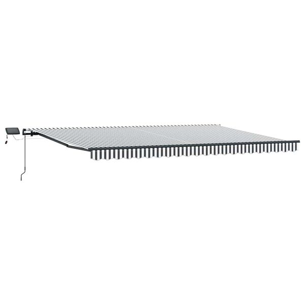 vidaXL Toldo retr&aacute;til manual com luzes LEDs 500x300cm antracite/branco