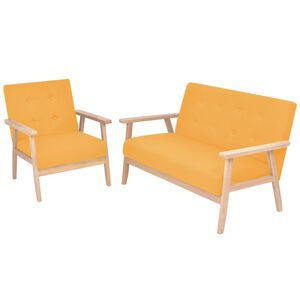 vidaXL Conjunto de sof&aacute;s 2 pcs tecido amarelo