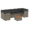vidaXL 8 pcs conjunto sof&aacute;s de jardim c/ almofad&otilde;es vime PE cinzento