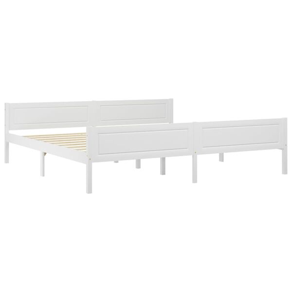 vidaXL Estrutura de cama com 4 gavetas 200x200 cm pinho maci&ccedil;o branco