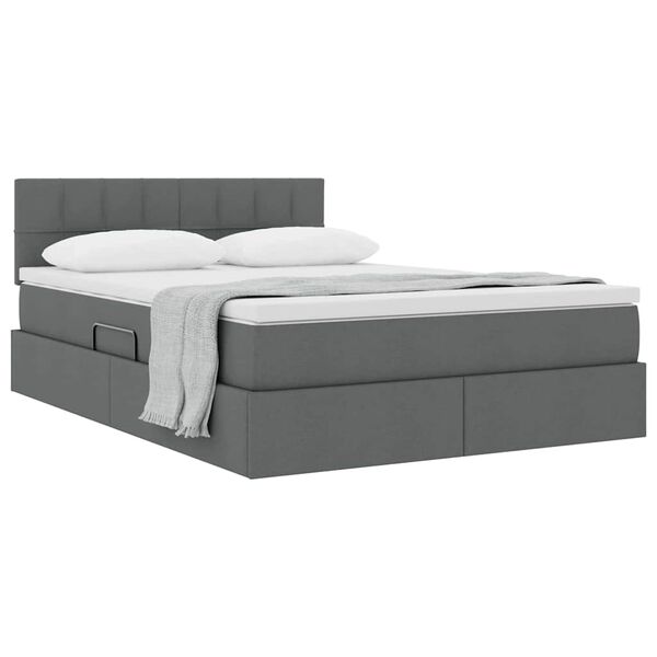 vidaXL Cama com arruma&ccedil;&atilde;o e colch&atilde;o Cinza Escuro 140 x 190 cm