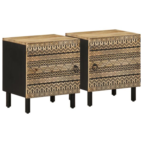 vidaXL Mesa de cabeceira 2 pcs 40x33,5x46 cm mangueira &aacute;spera maci&ccedil;a