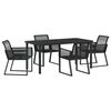 vidaXL Conjunto de Jantar para Jardim 5 unid. Preto A&ccedil;o revestido a p&oacute;