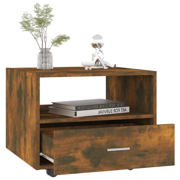 vidaXL Mesa de centro 55x55x40 cm derivados de madeira carvalho fumado