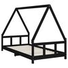 vidaXL Estrutura de cama infantil 90x190 cm pinho maciço preto
