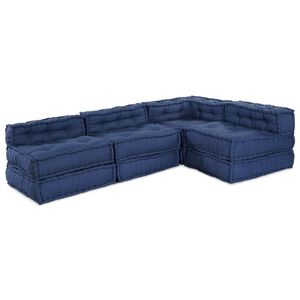 vidaXL Unidade de Sof&aacute; Modular Tecido &Iacute;ndigo 210 x 140 x 56 cm