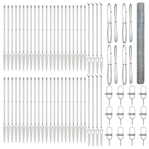 vidaXL Poste de Cerca Prateado 100 x 1,6 m (malha de 36 mm) A&ccedil;o