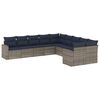 vidaXL 10 pcs conjunto sof&aacute;s p/ jardim c/ almofad&otilde;es vime PE cinzento