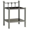 vidaXL Mesa de cabeceira 45x34,5x60,5cm metal e vidro cinzento e preto