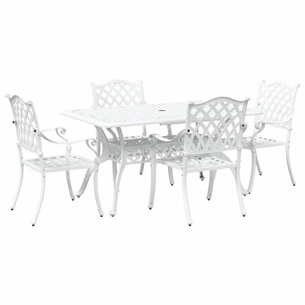 vidaXL Conjunto de Jantar para Jardim 5 pcs Branco Alum&iacute;nio
