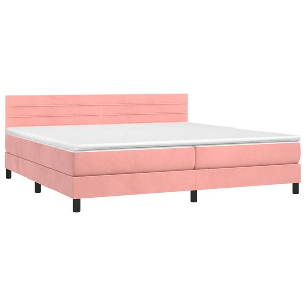 vidaXL Cama com molas/colch&atilde;o 200x200 cm veludo rosa