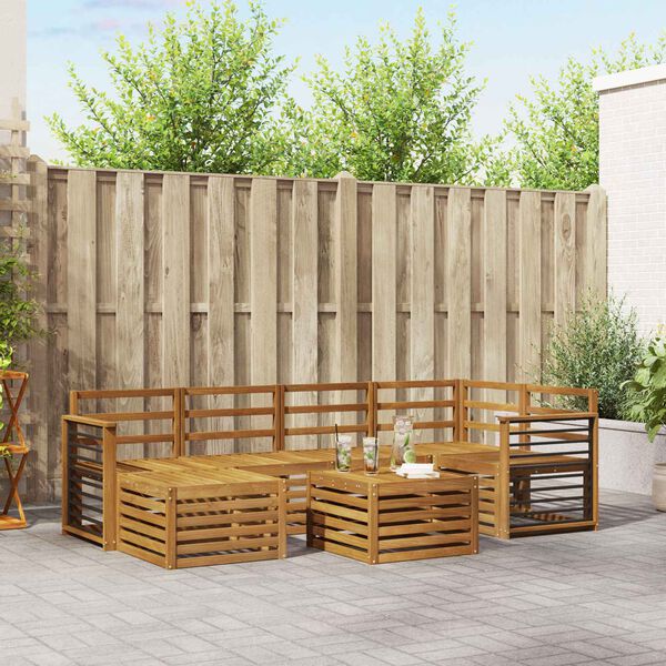 vidaXL Conjuntos de sof&aacute;s Natural Madeira S&oacute;lida de Ac&aacute;cia