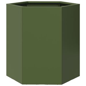 vidaXL Vaso/floreira de jardim hexagonal 46x40x45 cm a&ccedil;o verde