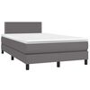vidaXL Cama box spring c/ colch&atilde;o/LED 120x190cm couro artificial cinza
